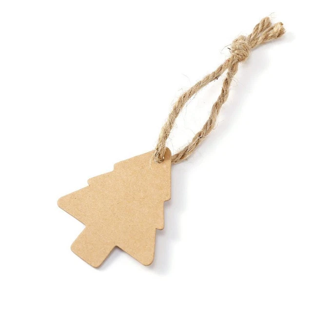 100x etiqueta carton ,carton con cordon de yute 5,3x6cm colgar escrR4
