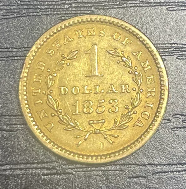 1853 Gold Dollar Type 1 $1 Choice AU Strong Luster Civil War Era Gold Coin