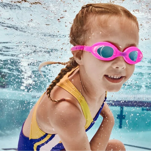 Waterproof UV Protection Anti-Fog Swimming Goggles for Boys Girls Kids Pink/Blue