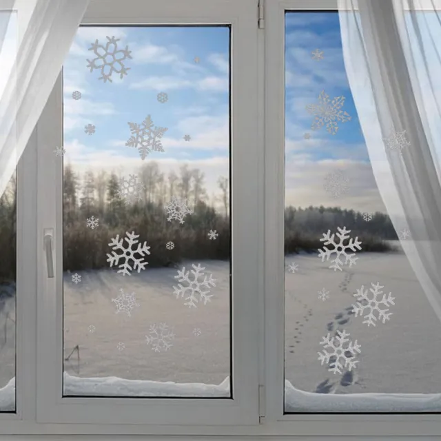 80 un. pegatinas para decoración de ventanas de Navidad arte elegante copo de nieve hogar festivo de Navidad