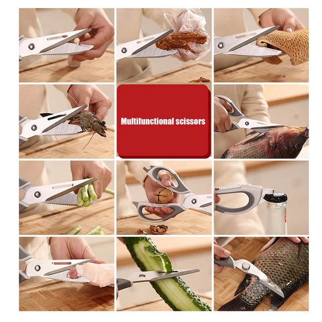Tijeras de cocina desmontables grises acero inoxidable multifuncionales mariscos MX