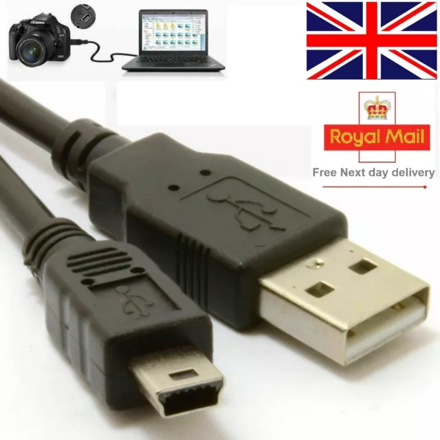 USB Cable Charger Lead Type A to 5 Pin Mini B Sync Charge 0.5m 1m 1.8m 3m 5m