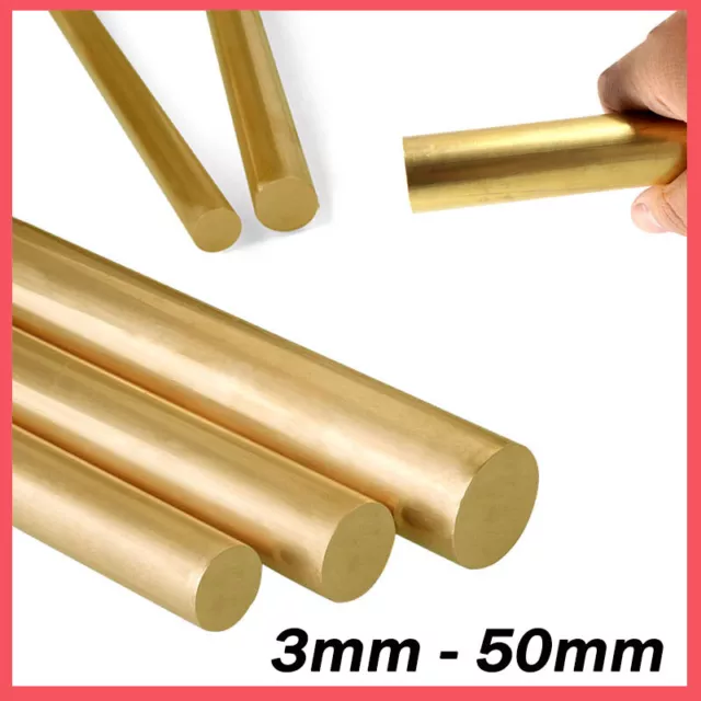 Brass SOLID Round Bar Rod 1.5mm 2mm 3mm 3.5mm 4mm 4.5mm 5mm 6mm 7mm 8mm - 50mm