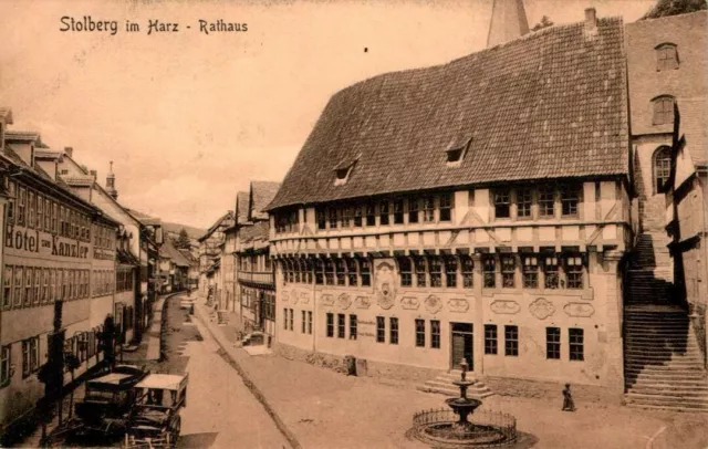 AK GRUß AUS STOLBERG GEM SÜDHARZ HOTEL ZUM KANZLER GEGEN ÜBER  VOM RATHAUS