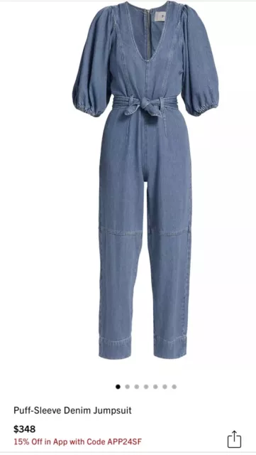 7 for all mankind puff sleeve Denim jumpsuit Sz. L