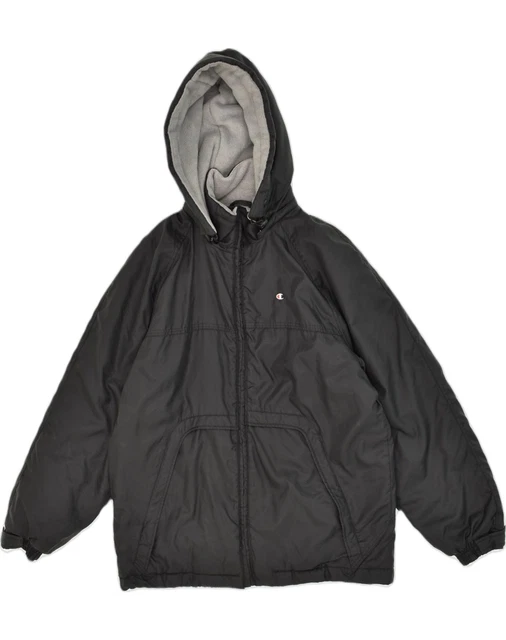 CHAMPION MENS HOODED Windbreaker Jacket UK 36 Small Black EG07