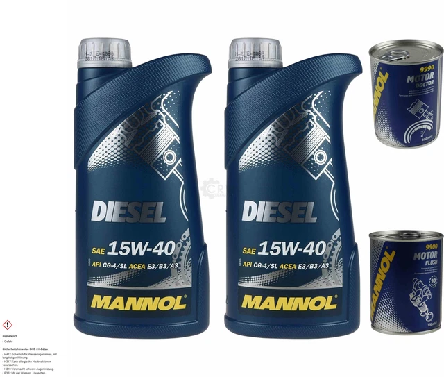 2L Olio Motore mannol SAE 15W-40 Diesel 1xMotor Doctor + Motore Rosso