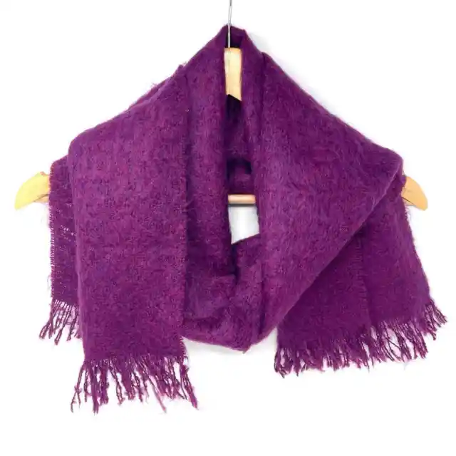 Barneys New York Women's Soft Mohair Blend Brushed Weave Scarf in Purple