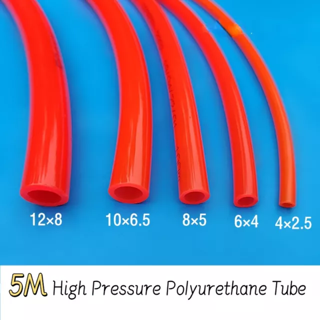 5M Polyurethane Tubing High Pressure Pneumatic PU Pipe Tube Air Fuel Tools