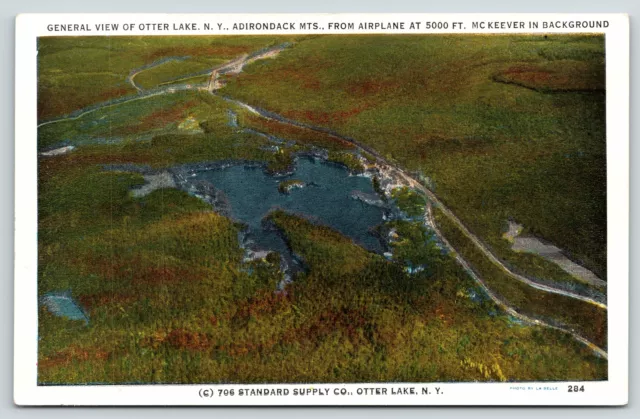 Otter Lake New York~Airplane View~Adironack Mts~McKeever Background~1920s PC