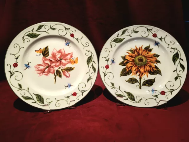 Botanical Garden Set Of 2 Plates.  By Tabletops Unlimited.  10 1/2".