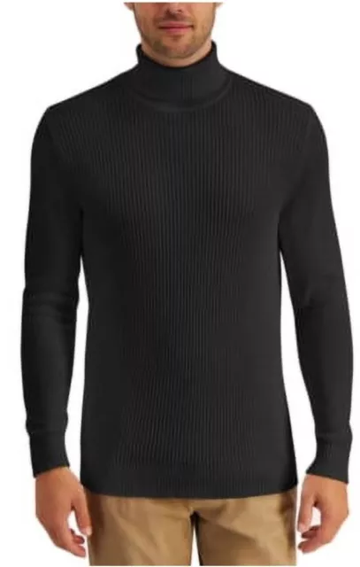 CLUB ROOM MEN'S Textured Cotton Turtleneck Sweater Deep Black XL $19.95 ...