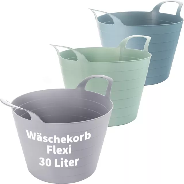 3er Set Wäschekorb 30L  geschlossen Wäschesammler Wäschebox, Wäschewanne