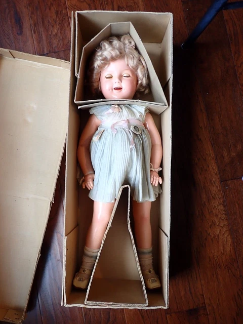 Ideal Flirty Eye Shirley Temple Composition Doll 27" ALL ORIGINAL in Box