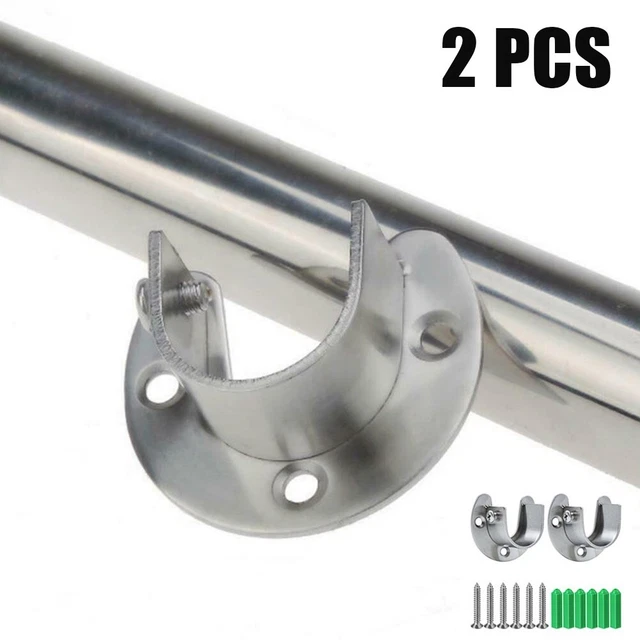 Stainless Steel Gland Rod Holder for Wardrobe Easy Installation 2-Pac