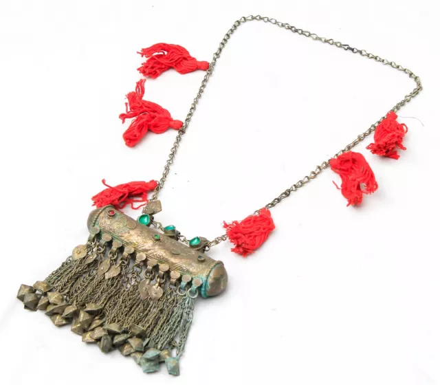 Handcrafted Afghani Kuchi Tribal Banjara Gypsy Two Layer Chain Pendant Necklace