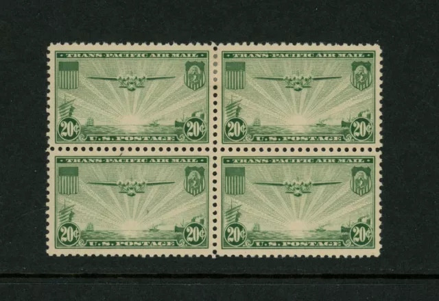 USA Scott # C21 Block of 4 XF OG 2 NH, 2LH  US BOB Air Mail Stamps Cat $40