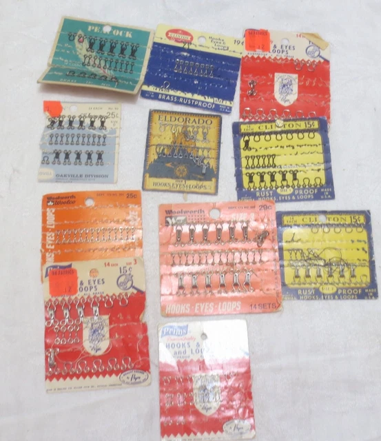 Lote Vintage Gancho y Bucles de Ojos Vestidos Corsés Prym de Costura Variedad Tallas-Colores