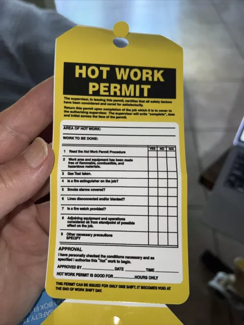 Accuform TAR706 Tags by-The-Roll  Inspection Status Record Tags Hot Work Permit