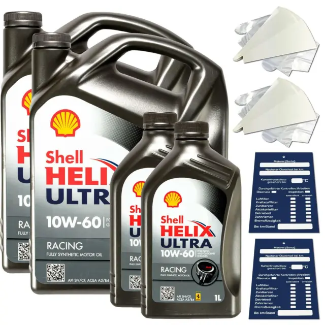 6 LITRO ORIGINALE Shell Helix Ultra Racing 10W60 Olio Motore