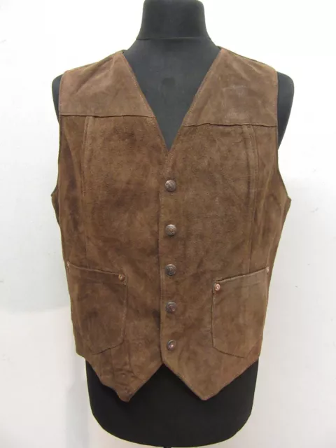 VINTAGE 70's SCHOTT RANCHER LEATHER WESTERN WAIST COAT VEST JACKET SIZE XL