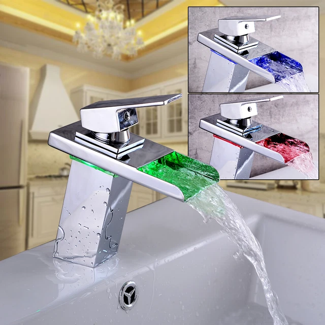 LED RGB grifo cascada baño lavabo batería mezcladora lavabo grifería