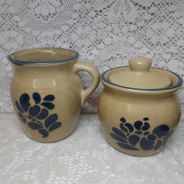 Pfaltzgraff Folk Art Creamer and Sugar Bowl