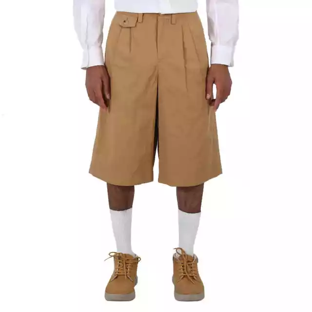 Burberry Brown Cotton Twill Icon Stripe Detail Tailored Shorts