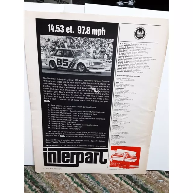 1973 Interpart Simoniz Datsun 510 Original Print Ad Vintage Pete Brock