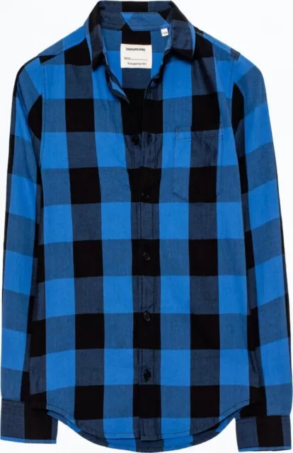 Zadig & Voltaire Kids Boys ‘Oyo’ Blue Checked Shirt Age 10-12 (RRP £95)