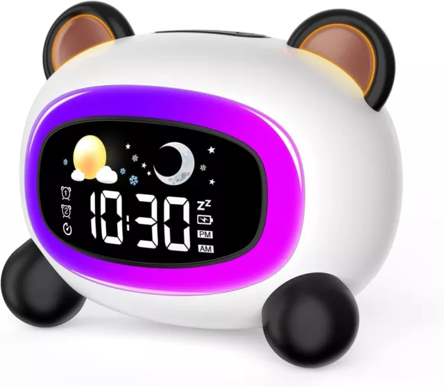 Lemnoi Kids Alarm Clock Cat Sleep Trainer Sun&Moon Mode 7 Sleep Sounds 5 Light