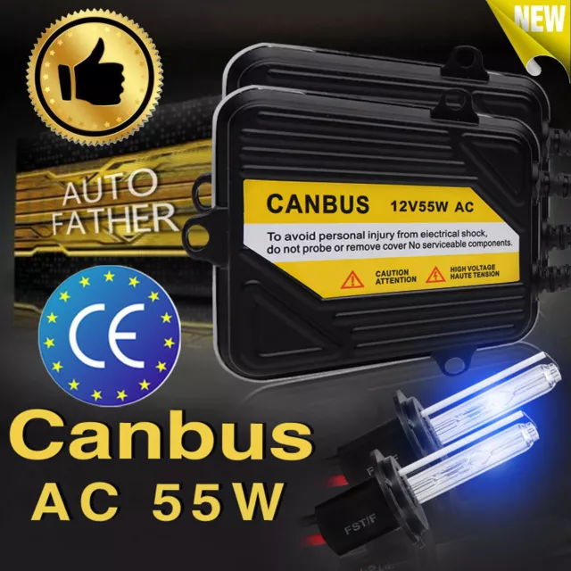 2xAC 55W CANBUS ERROR FREE HID SLIM Ballast Headlight H4 H1 H3 H7 H11 9005 9006