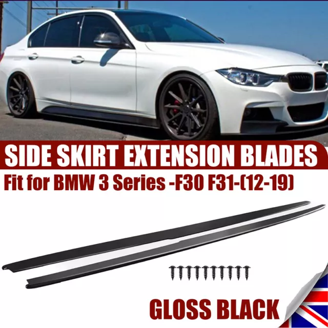 For Bmw 3 Series F30/F31 M Performance Side Skirt Extension Blades Gloss Black