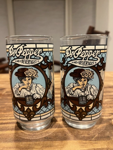 Vintage Dr Pepper King Of Beverages Stain Glass Style Advertising Glass Tumbler