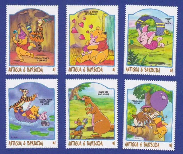 1998 Disney A Year With Pooh & Friends Stamp Set Winnie The Pooh Tigger Roo Owl