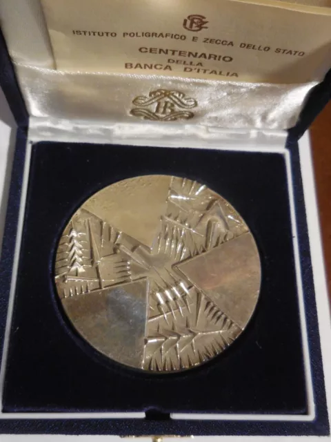 Medaglia centenario Banca d'Italia 1893 1993 argento incisore Arnaldo Pomodoro a