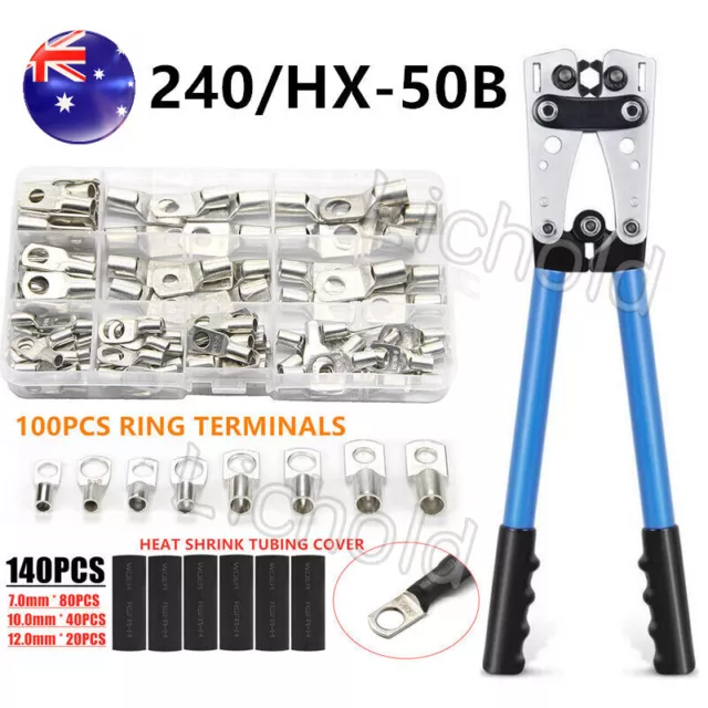 240PCS Battery Copper Cable Lugs Crimp Ring Terminals Electrical Wire Connectors