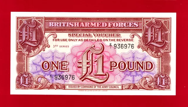 1956 BRITISH ARMED FORCES (BAF) UNC 1 POUND BANKNOTE - RARE 3rd Series - (PM-29)