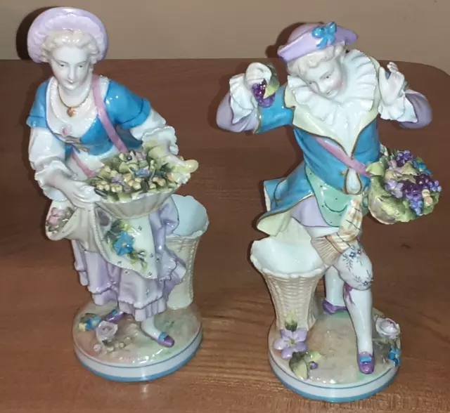 Sitzendorf, Meisson? Porcelain Pair Of Fruit Seller Figurines