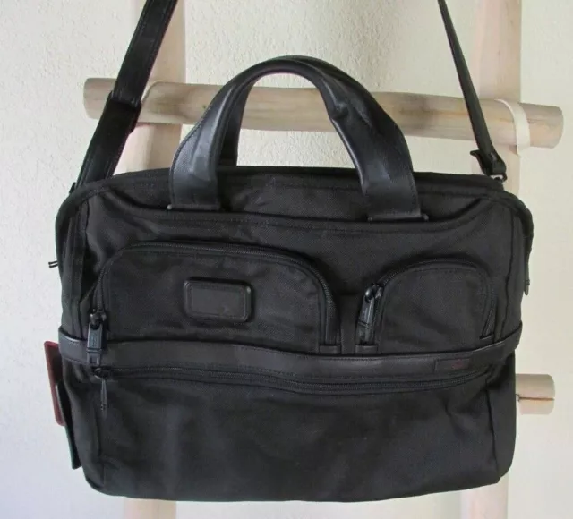 Tumi Black Ballistic Nylon & Leather Trim Briefcase / Laptop / Shoulder Bag