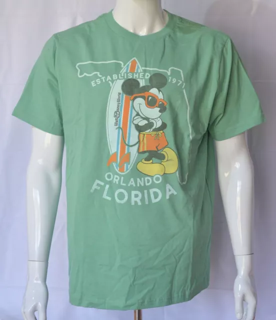 Disney Parks Walt Disney World Mickey Mouse Green Orlando Florida Shirt L NEW