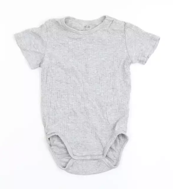 H&M Baby Grey Cotton Babygrow One-Piece Size 12-18 Months Snap