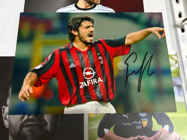 Foto Gattuso Milan Autografata Signed Calcio Photo Autograph