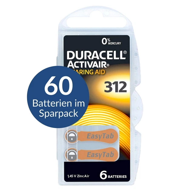 DURACELL ACTIVAIR 60 Batterie Per Apparecchi Acustici Tipo 312 Marrone - Foto 9