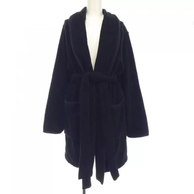 Chanel 95p #36 Belted Bathrobe Style Coat Gown Black 100% Cotton