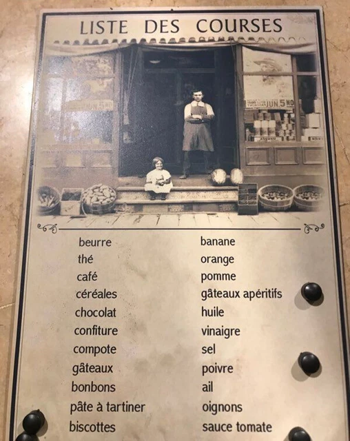 FRENCH metal SHOPPING MEMO LISTE DES COURSES COMMISSIONS Plaque  old store shop 3
