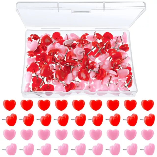 200pcs Home For Bulletin Board Storage Box Push Pins Heart Shaped Reusable Cute