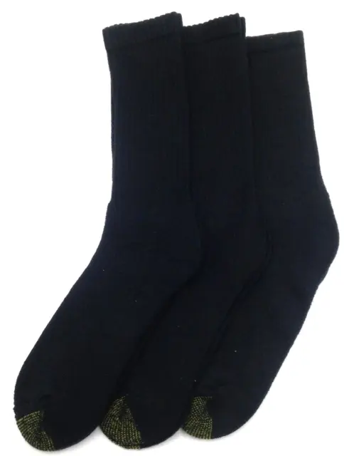 $40 Gold Toe Men'S 3 Pairs Pack Casual Sport Crew Socks Black Cotton Shoe 6-12