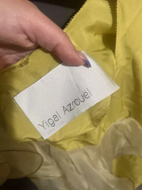 YIGAL AZROUEL WOMENS Ruffle Yellow Blouse Size 4 ~ 100% Silk Made In ...