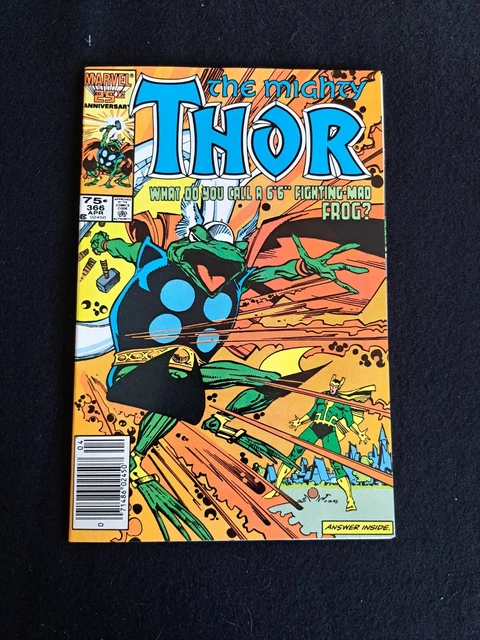 The Mighty Thor 366 Marvel Comics 1986 Newsstand 1st Cover Throg Nice Copy!!